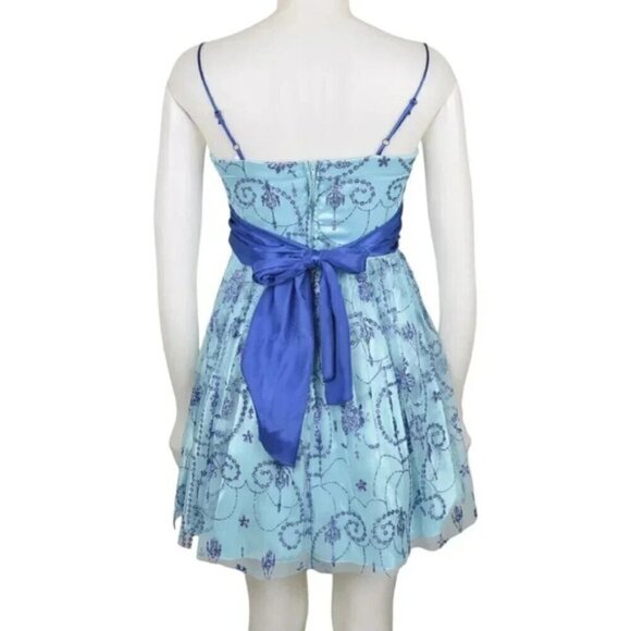 Beata Studio Dress Prom Grad Formal Blue Silver Size 5 - Picture 2 of 12